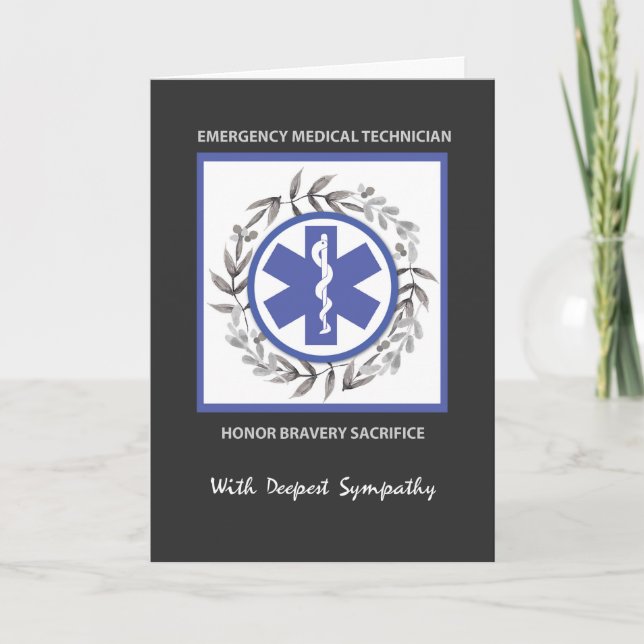 Carte Technicien Médicale d'urgence EMT Sympathy Wreath (Devant)