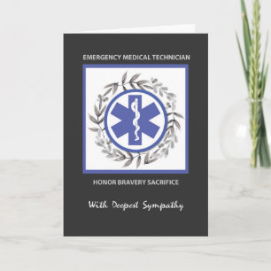 Carte Technicien Médicale d'urgence EMT Sympathy Wreath