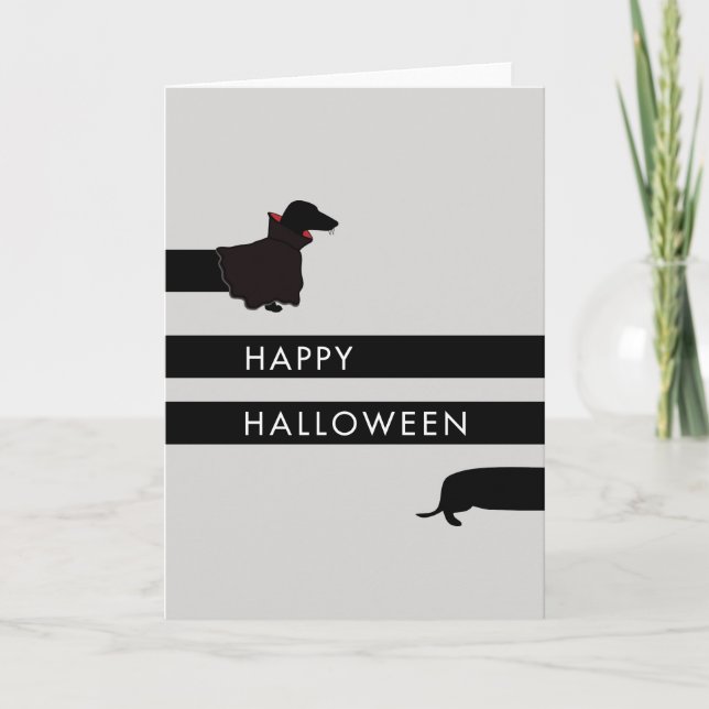 Carte Teckel drôle Halloween de Dracula (Devant)