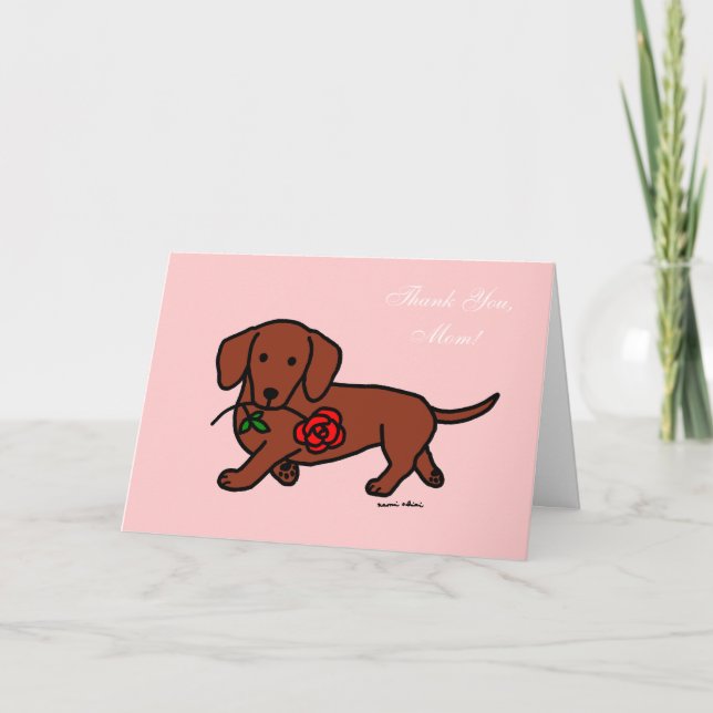 Carte Teckel et une bande dessinée de fleur (Devant)
