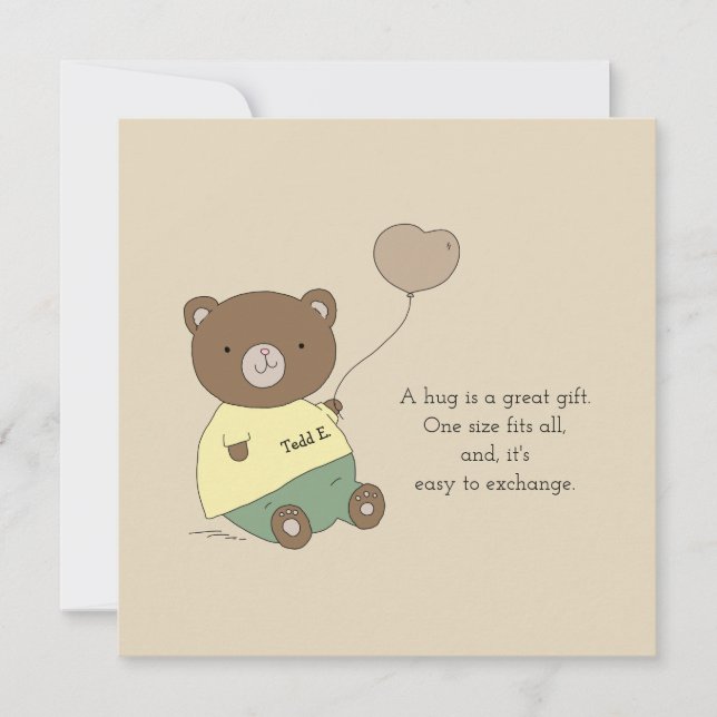 Carte Tedd E. Bear Hugs Khaki Tan Greeting (Devant)