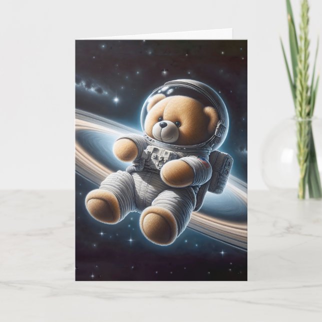 Carte Teddy Bear Astronaut Pour Nouveau Baby Boy (Devant)