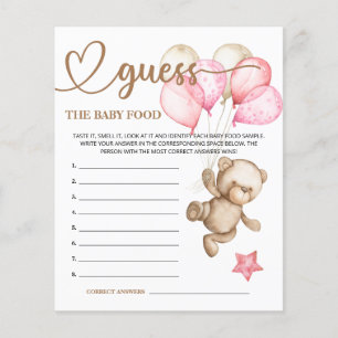 Carte Teddy Bear Baby Bear Devinez la nourriture p