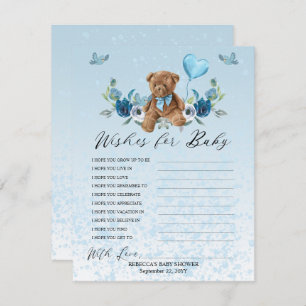 Carte Teddy Bear Blue Balloon Wives for Baby Game