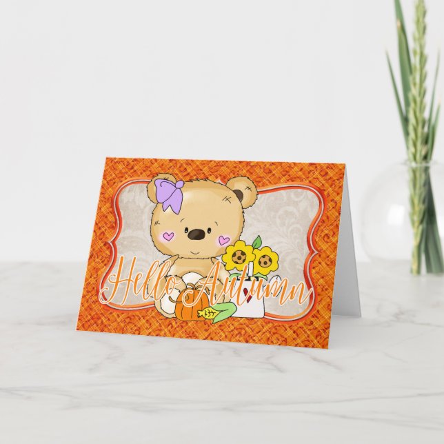 Carte Teddy Bear Bonjour automne (Devant)