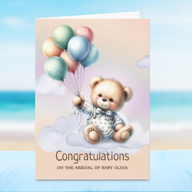 Carte Teddy Bear Nouveau bébé Félicitations (Créateur téléchargé)
