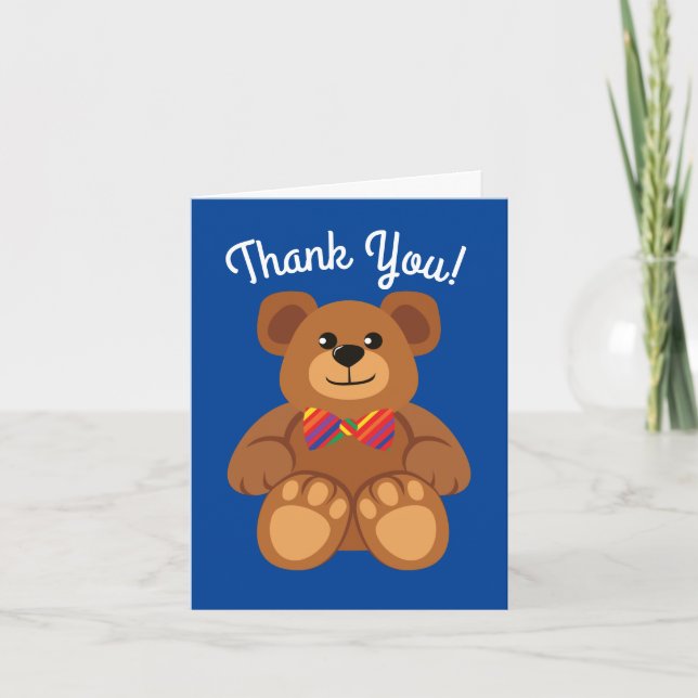Carte Teddy Bear Rainbow Cute 1ère fête anniversaire (Devant)