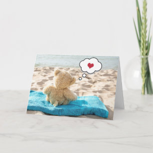 Carte Teddy Bear Sur La Serviette De Plage