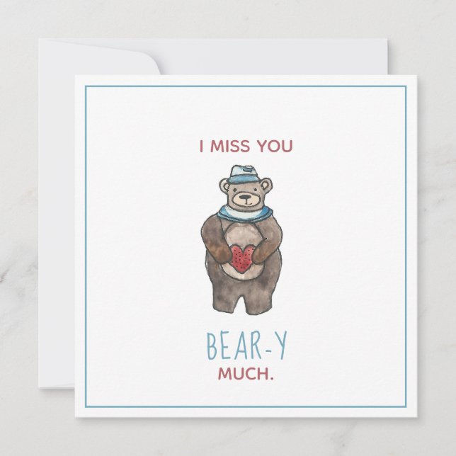 Carte Teddy Bear Vous me manquez de faire attention Vale (Devant)