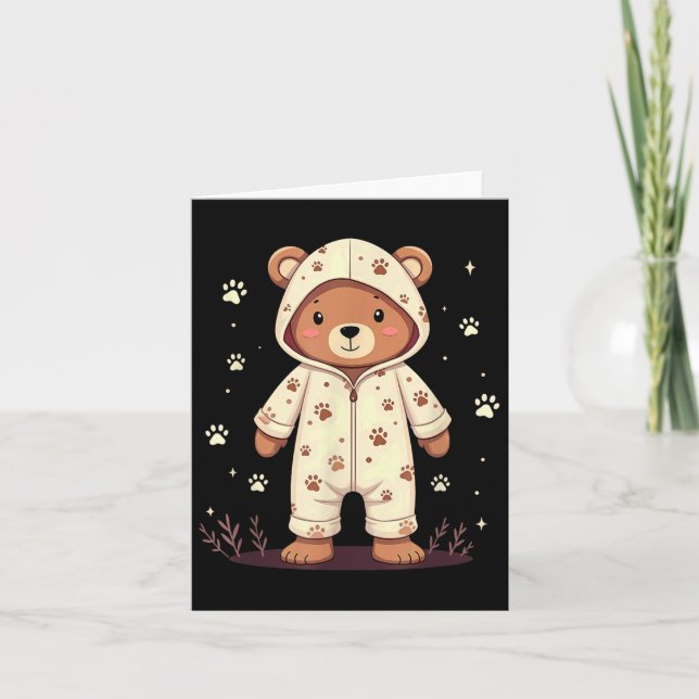 Carte Teddy Bear Wearing Pajamas  (Devant)