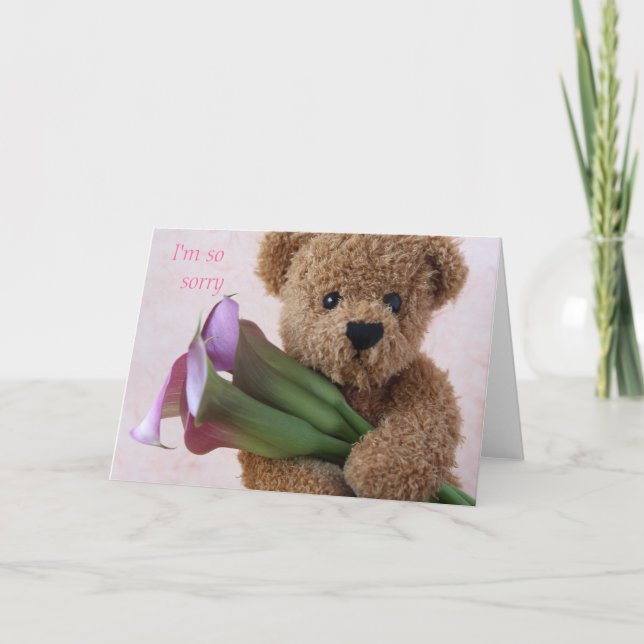 Carte teddy bear witcalla lilies apolocard (Devant)