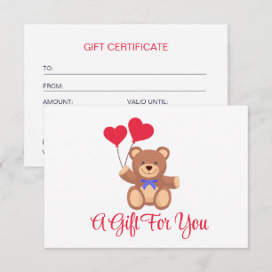 Carte Teddy Memory Bear Business Cadeau Certificat