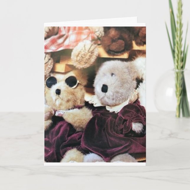 CARTE **TEDDY PORTEZ COUPLE SOUHAITE POUR LES VACANCES** (Devant)
