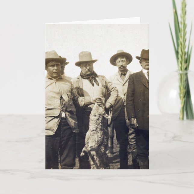 Carte Teddy Roosevelt Wolf Hunting, 1905 (Devant)