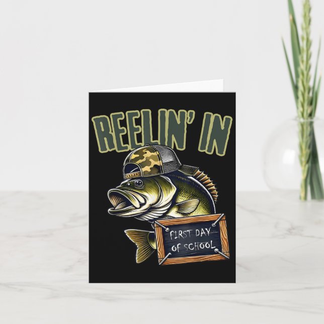 Carte Teen Boys Fishing Reeling In First Day Of School B (Devant)