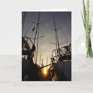 Carte Tegenlicht bij 2 zeilboten in de haven.