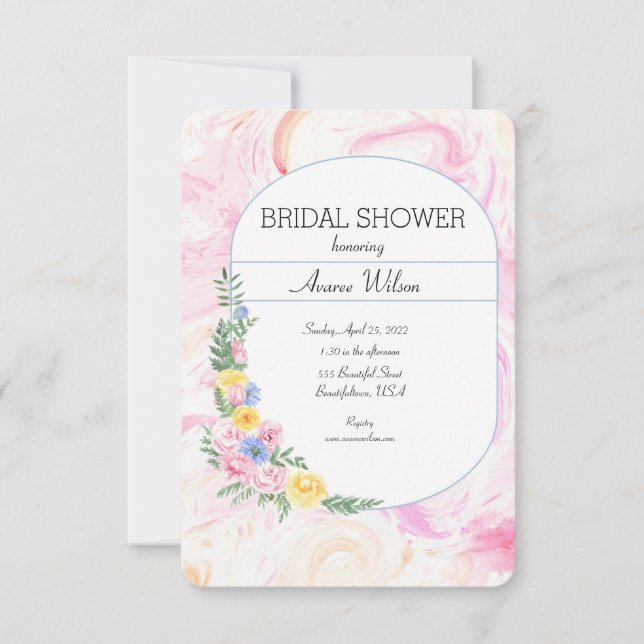 Carte Teinture à l'aquarelle et couronne florale (Devant)