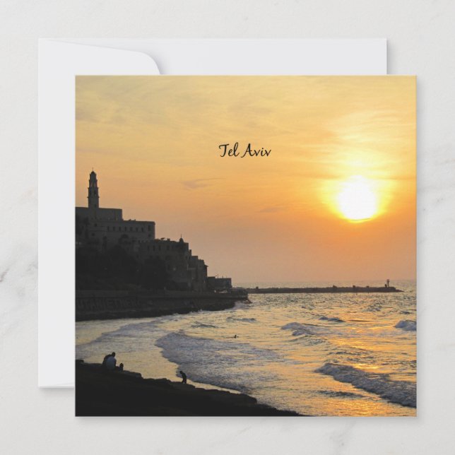 Carte Tel Aviv, Israël—photo du coucher du soleil (Devant)
