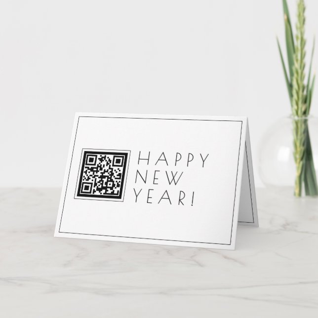 Carte Téléchargez votre propre code QR | Nouvel An blanc (Devant)