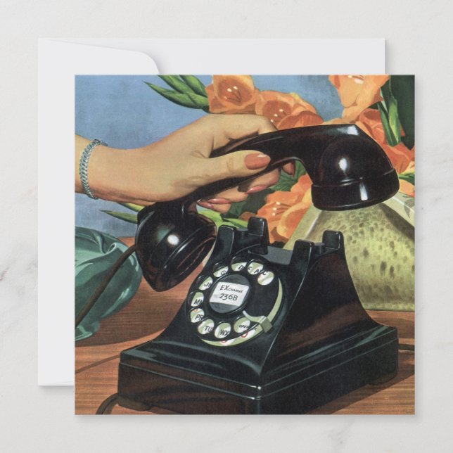 Carte Téléphone rétro avec cadran Rotary, affaires Vinta (Devant)