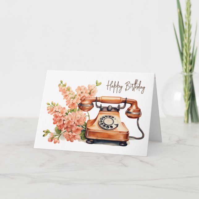 Carte Téléphone vintage Avec Fleurs (Devant)