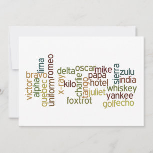 Carte Téléphonie alphabétique A à Z phonétique (mot)