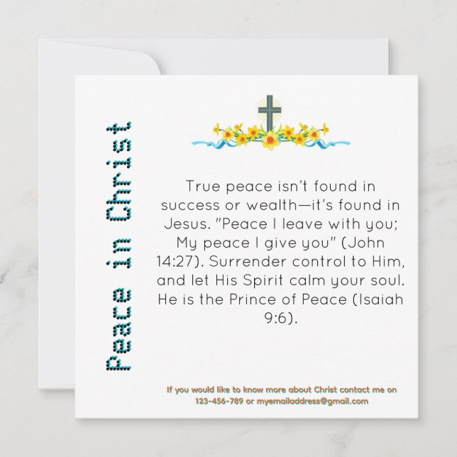 Carte témoin Paix en Christ (Devant)