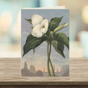 Carte Temple de la Fleur de Trille blanc de style Flora 