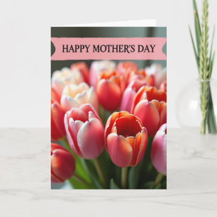 Carte tendre de tulipes pour la fête des mères