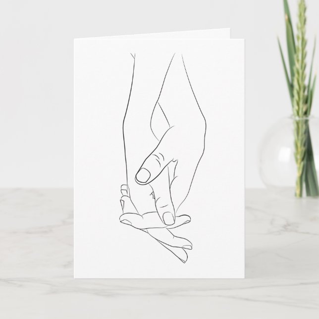 Carte Tenir Mains Coeur Ligne Minimale Art Cute Love Car (Devant)