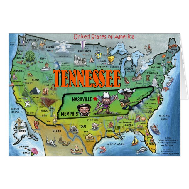Carte Tennessee USA (Devant horizontal)
