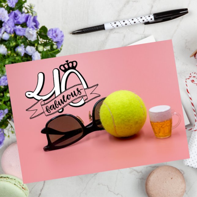 Carte Tennis 40e anniversaire avec balle et bière sur Pi (Créateur téléchargé)