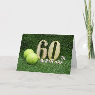 Carte Tennis 60e anniversaire avec le numéro soixante et