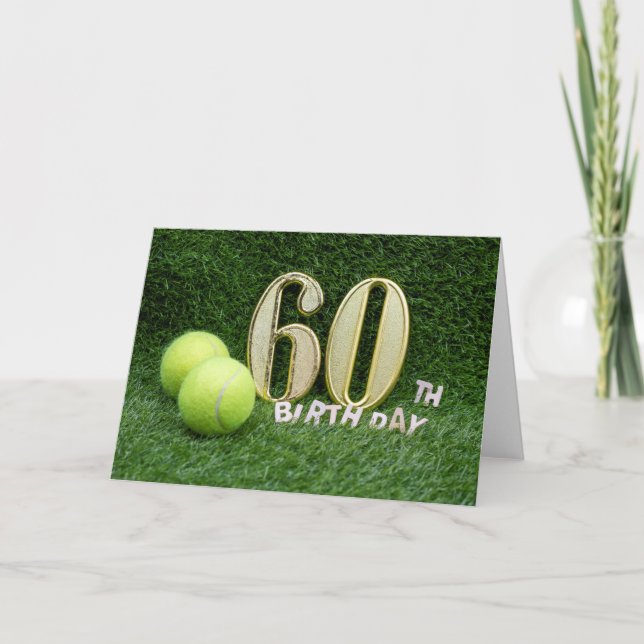 Carte Tennis 60e anniversaire avec le numéro soixante et (Devant)