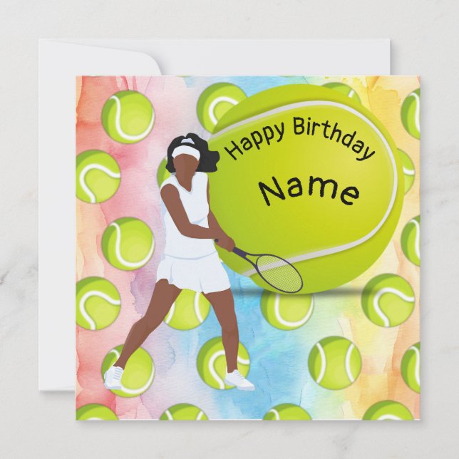 Carte Tennis Anniversaire avec joueuse de tennis (Devant)