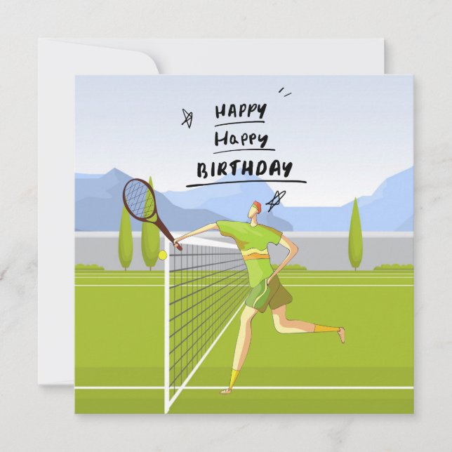 Carte Tennis Anniversaire Special Wings pour le joueur d (Devant)