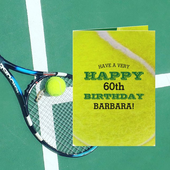 Carte Tennis Ball Ajouter votre nom et année Anniversair (Créateur téléchargé)