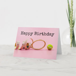 Carte Tennis ball et raquette heureux anniversaire sur c