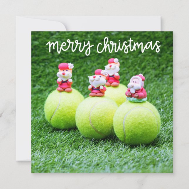 Carte Tennis balle de Noël avec le Père Noël (Devant)
