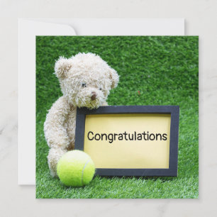 Carte Tennis Bear Félicitations avec balle de tennis