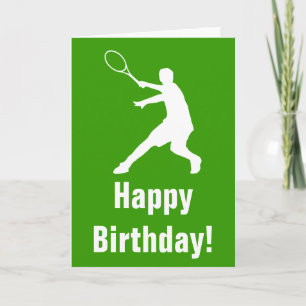 Carte Tennis Birthday card avec silhouette of player