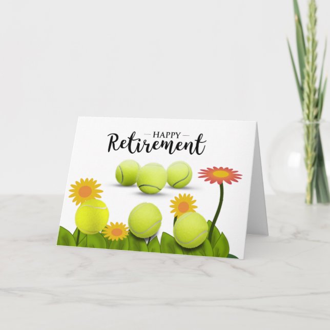 Carte Tennis Bonne retraite avec Fleurs (Devant)