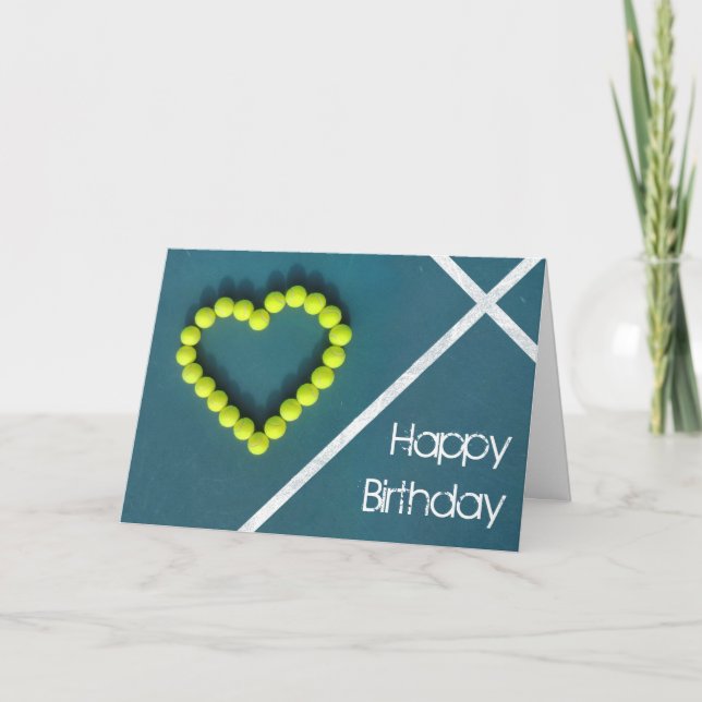 Carte Tennis coeur heureux Anniversaire personnalisé (Devant)