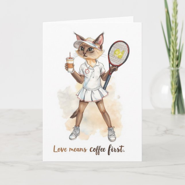 Carte Tennis Funny Dire pour le café amoureux des chats  (Devant)