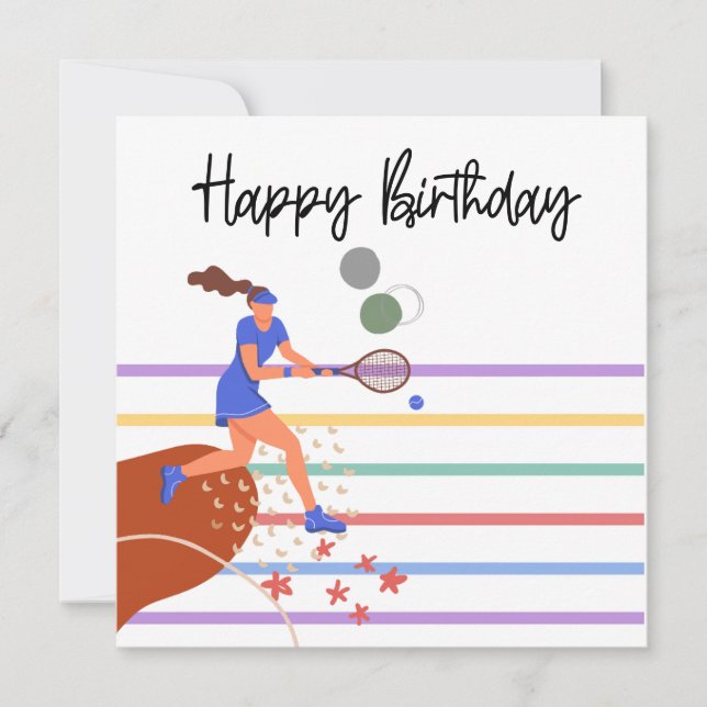 Carte Tennis Joyeux Anniversaire au tennis joueurs (Devant)