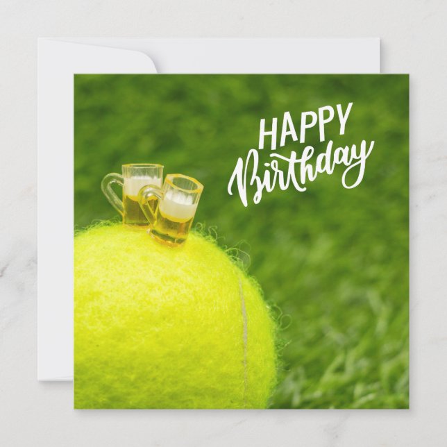 Carte Tennis Joyeux Anniversaire Tennis balle avec la bi (Devant)