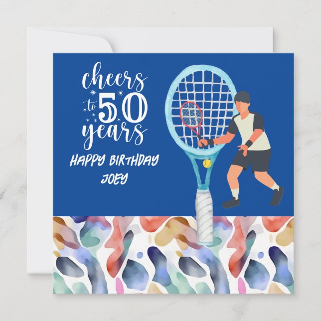 Carte Tennis Player joue au tennis 50e anniversaire (Devant)