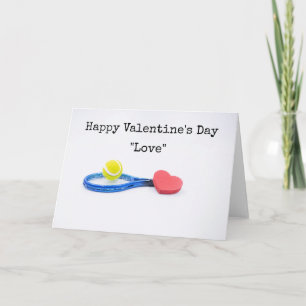 Carte Tennis Valentine's Day avec balle, raquette et amo