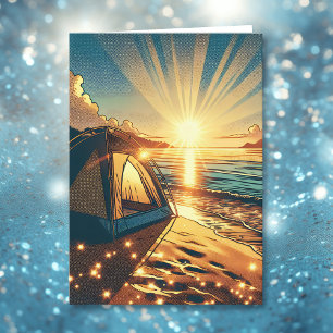 Carte Tente sur une plage Camping à thème Anniversaire