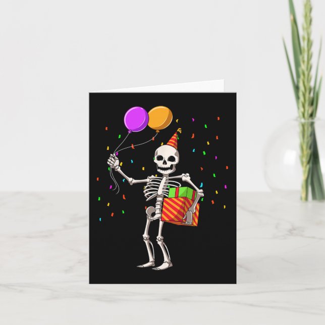 Carte Tenue de fête d'anniversaire Halloween squelette A (Devant)